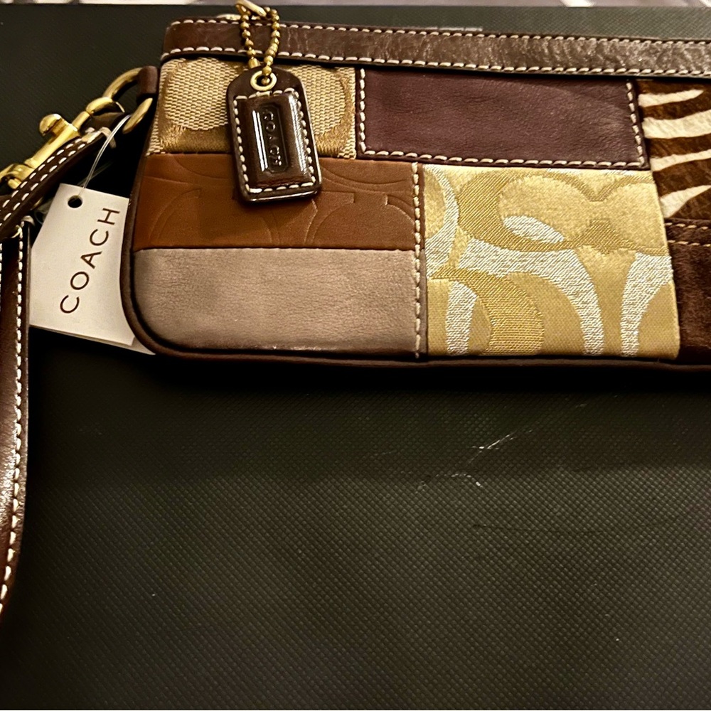 Coach Brown and Cream Clutch with Distinctive
